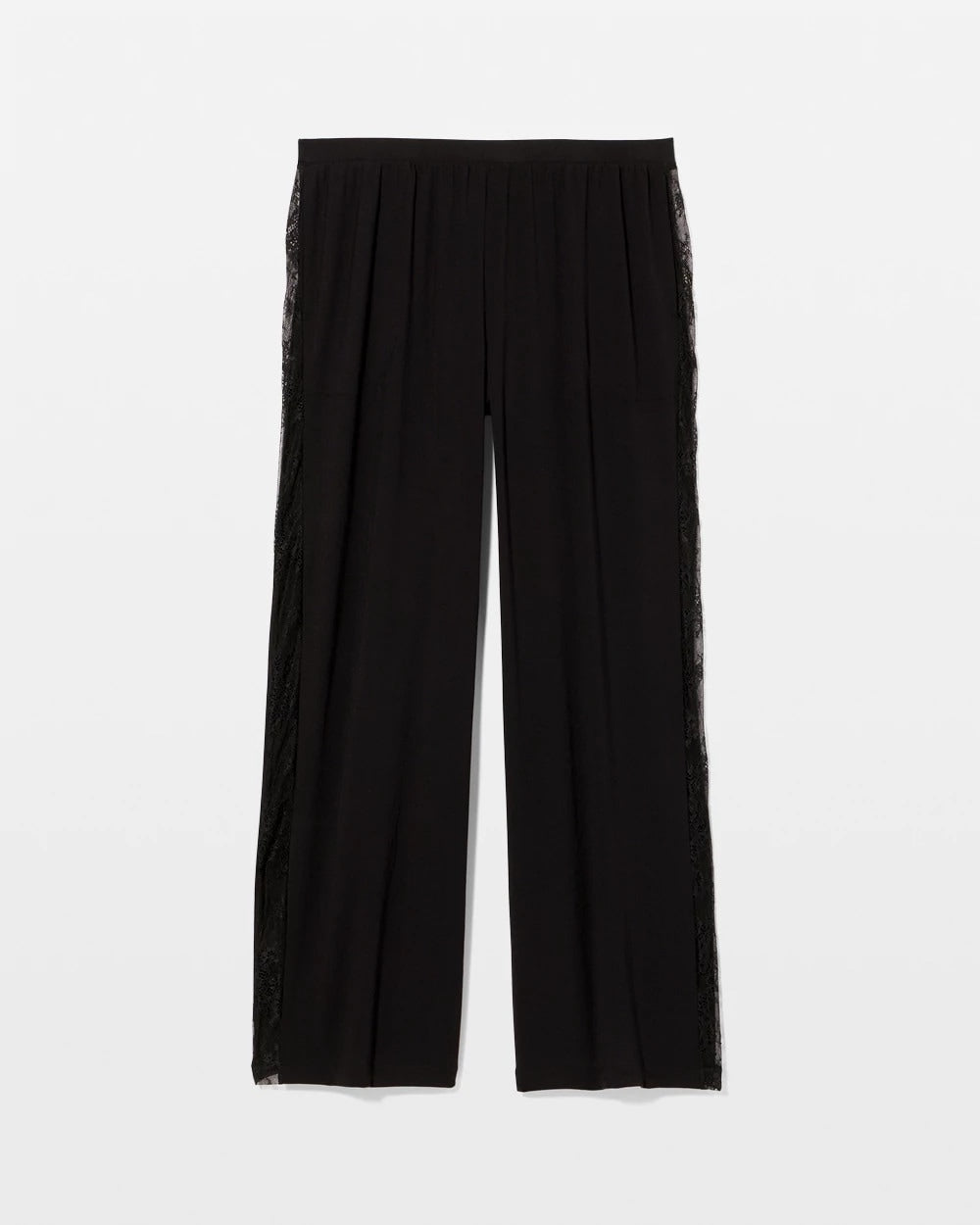 BLACK - Lace Relaxed Wide Leg Pajama Pant | Soma