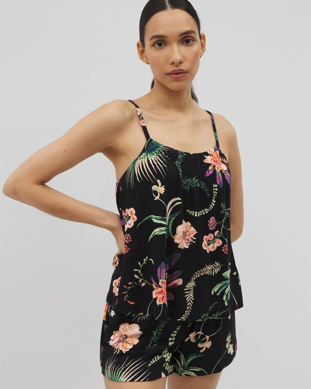 PARADISE PLUMES BLACK - Pajama Cami | Soma