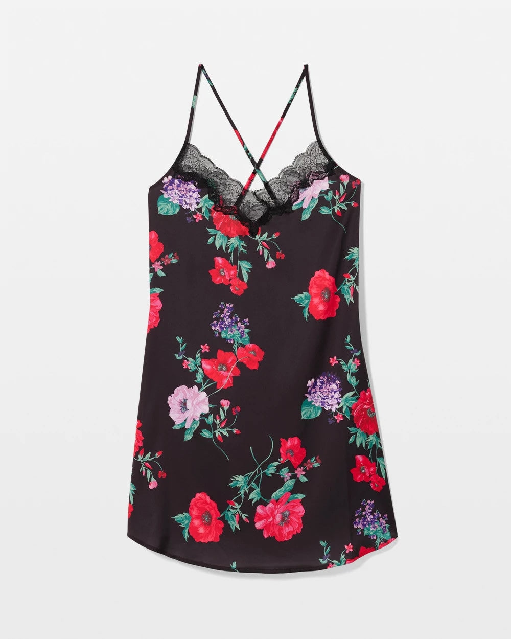 RHAPSODY FLORA BLACK - Lace Trim Chemise | Soma