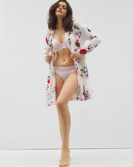 RHAPSODY FLORAL SUGAR - Short Robe With Lace | Soma