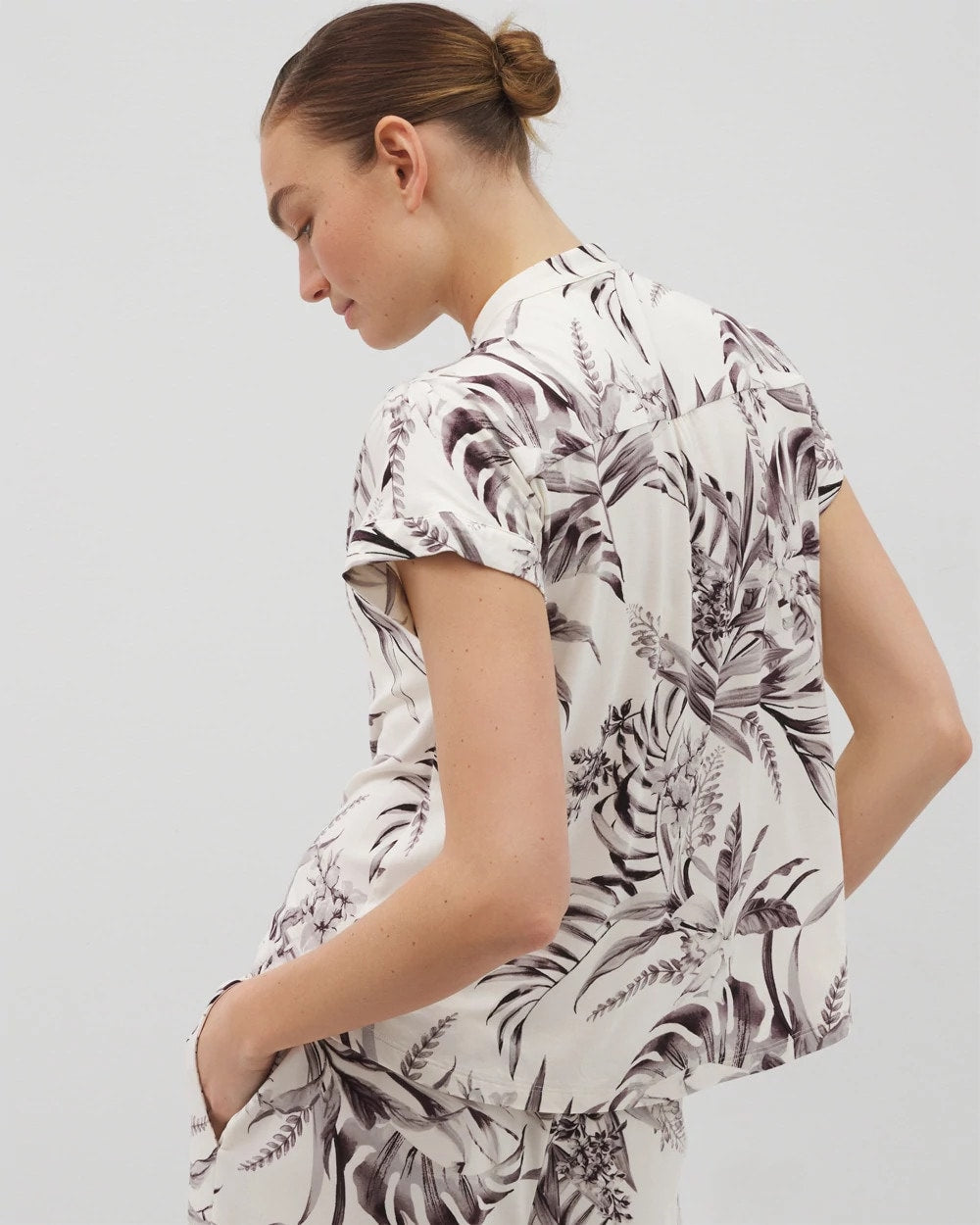 PALM PERFECT CHAMPAGNE - Short-Sleeve Button-Front Pajama Top | Soma