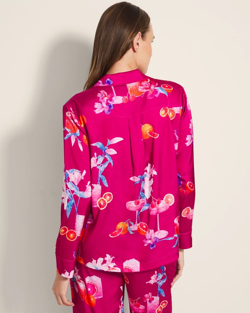 ORANGE YOU GLAD PINK COSM - Long-Sleeve Notch Collar Pajama Top | Soma