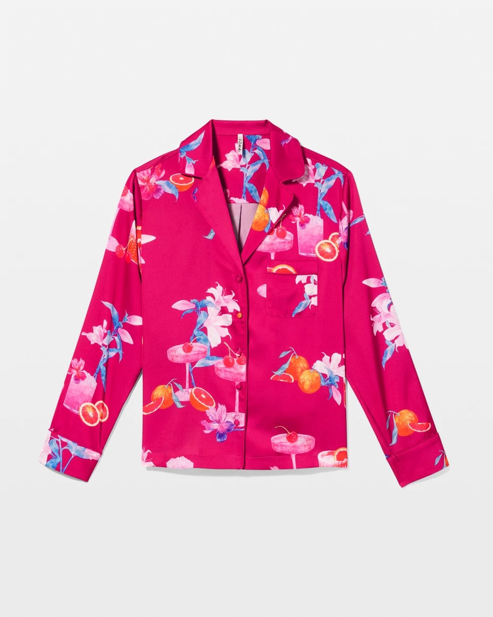 ORANGE YOU GLAD PINK COSM - Long-Sleeve Notch Collar Pajama Top | Soma