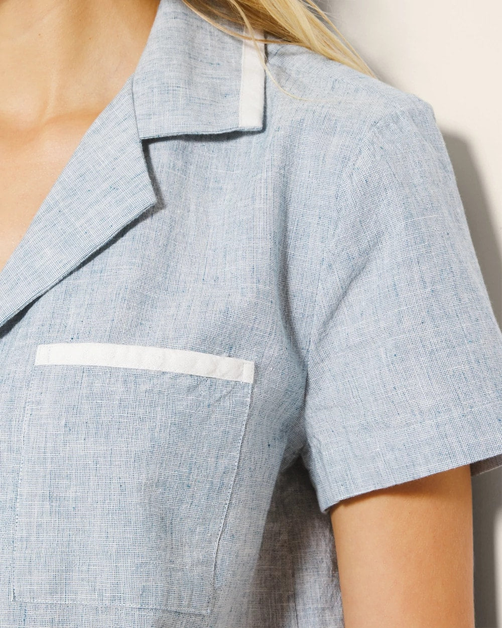 IDYLLIC BLUE CROSSDYE - Short-Sleeve Notch Collar Pajama Top | Soma