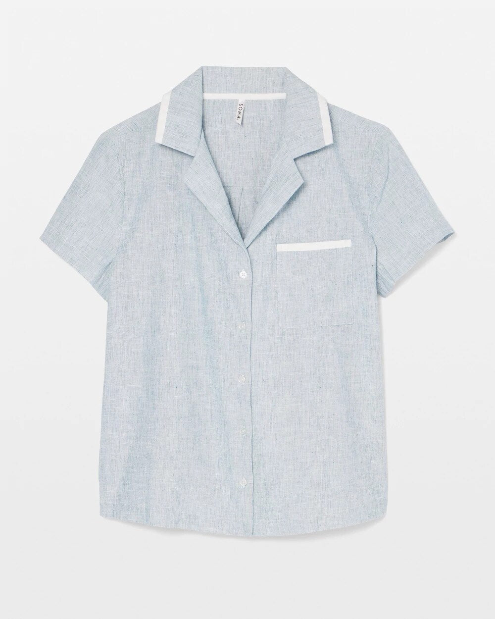 IDYLLIC BLUE CROSSDYE - Short-Sleeve Notch Collar Pajama Top | Soma
