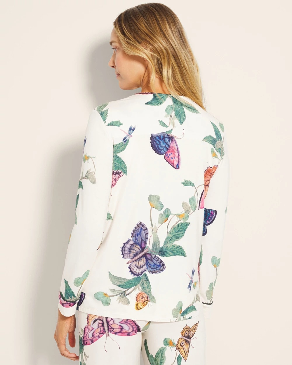 WINGED WONDERS DRAMA CHMP - Piped Long-Sleeve Notch Pajama Top | Soma