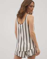 HAMPTON STRIPE BLACK - Pajama Tank With Piping | Soma
