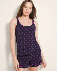 GEO FLEUR NAVY - Pajama Tank With Piping | Soma