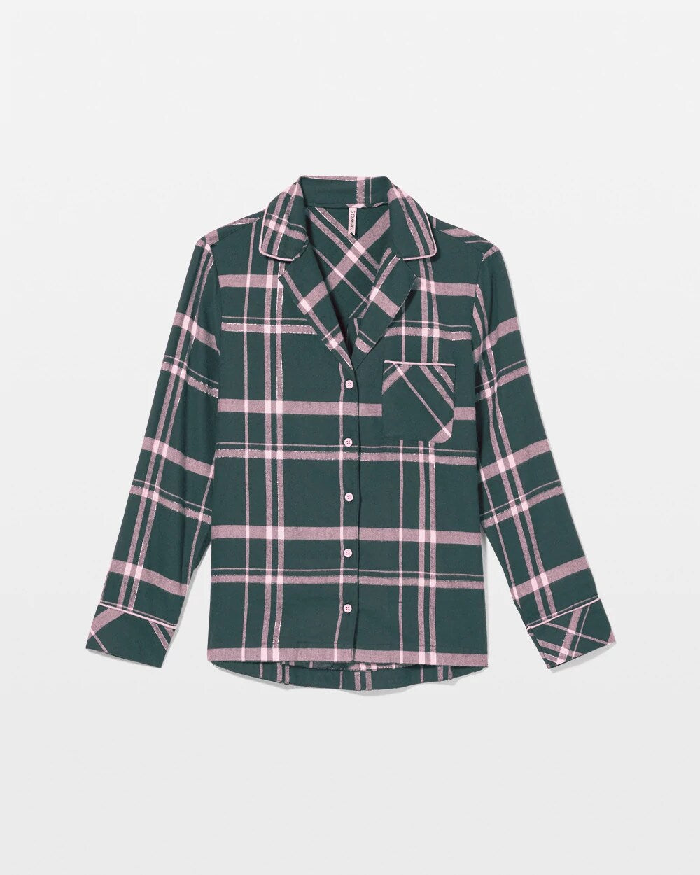 ASPEN PLAID EVERGLADE - Super Soft Long-Sleeve Notch Collar Pajama Top | Soma