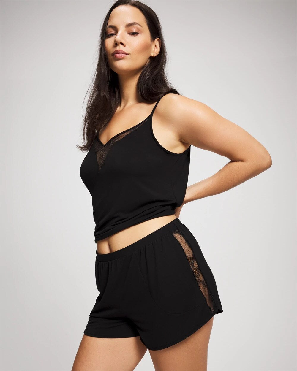 BLACK - Lace Relaxed Pajama Short | Soma