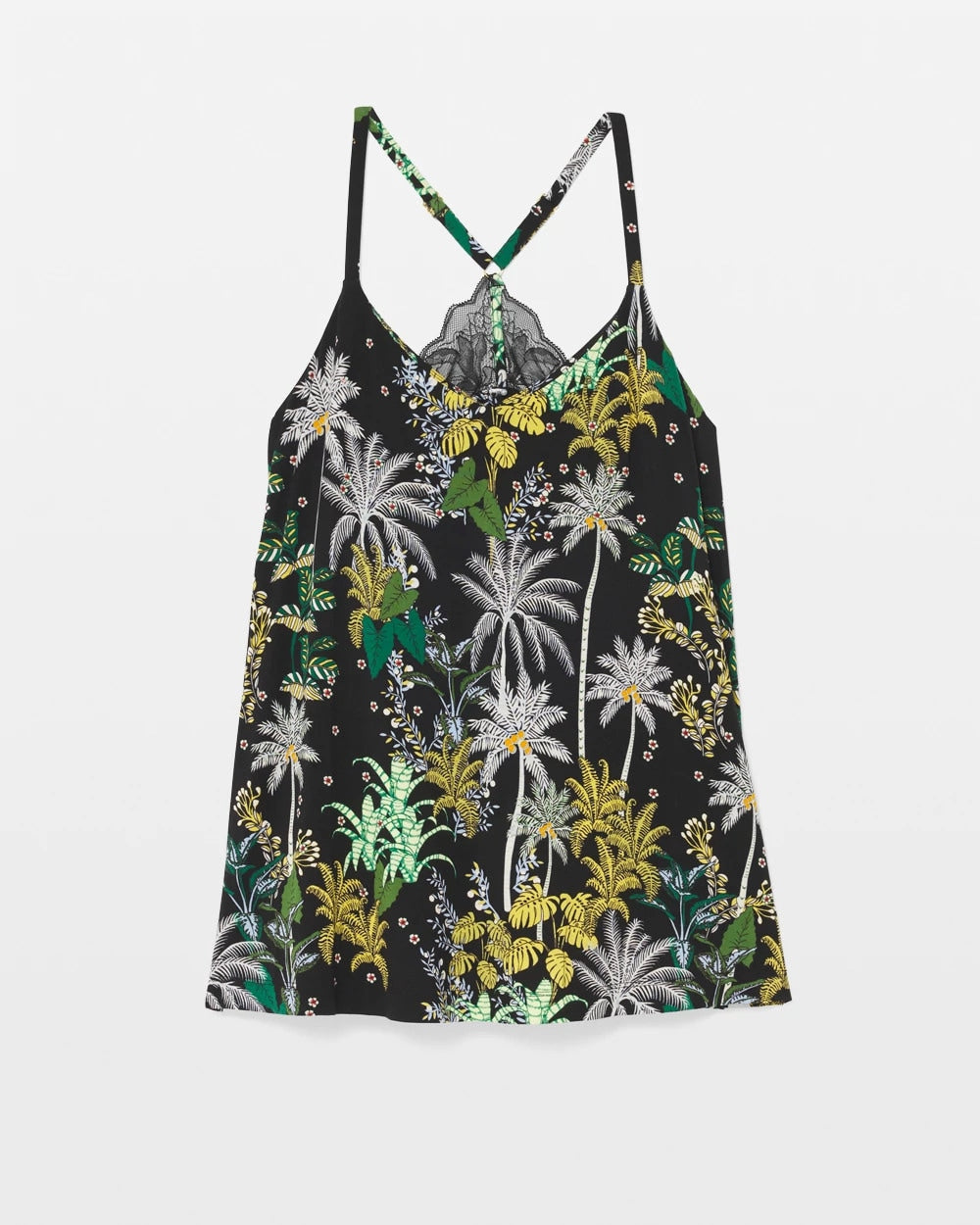 OASIS PALMS BLACK/WS - Lace Pajama Cami | Soma