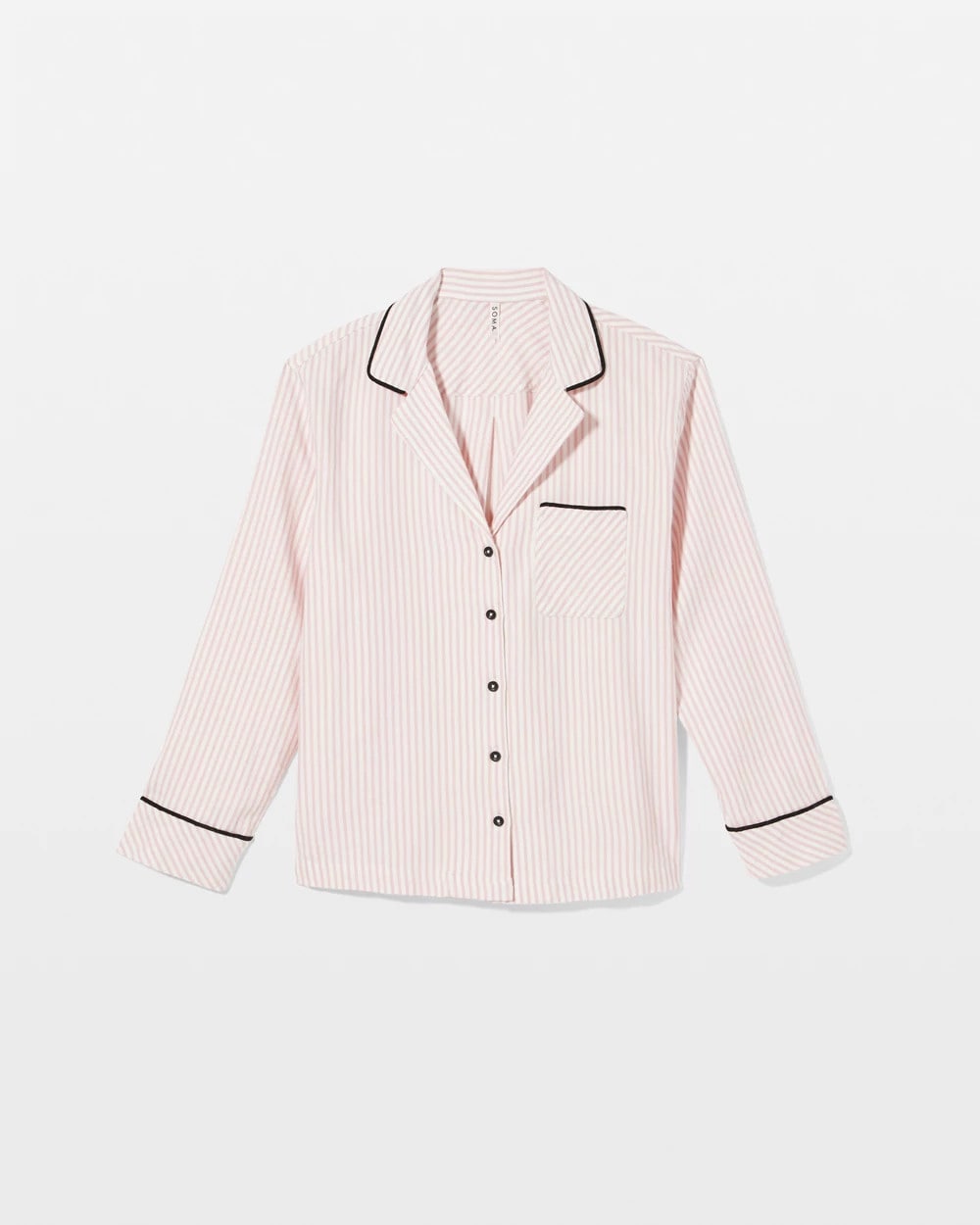 STOCKING STRIPE VERT PINK - Long-Sleeve Notch Collar Pajama Top | Soma