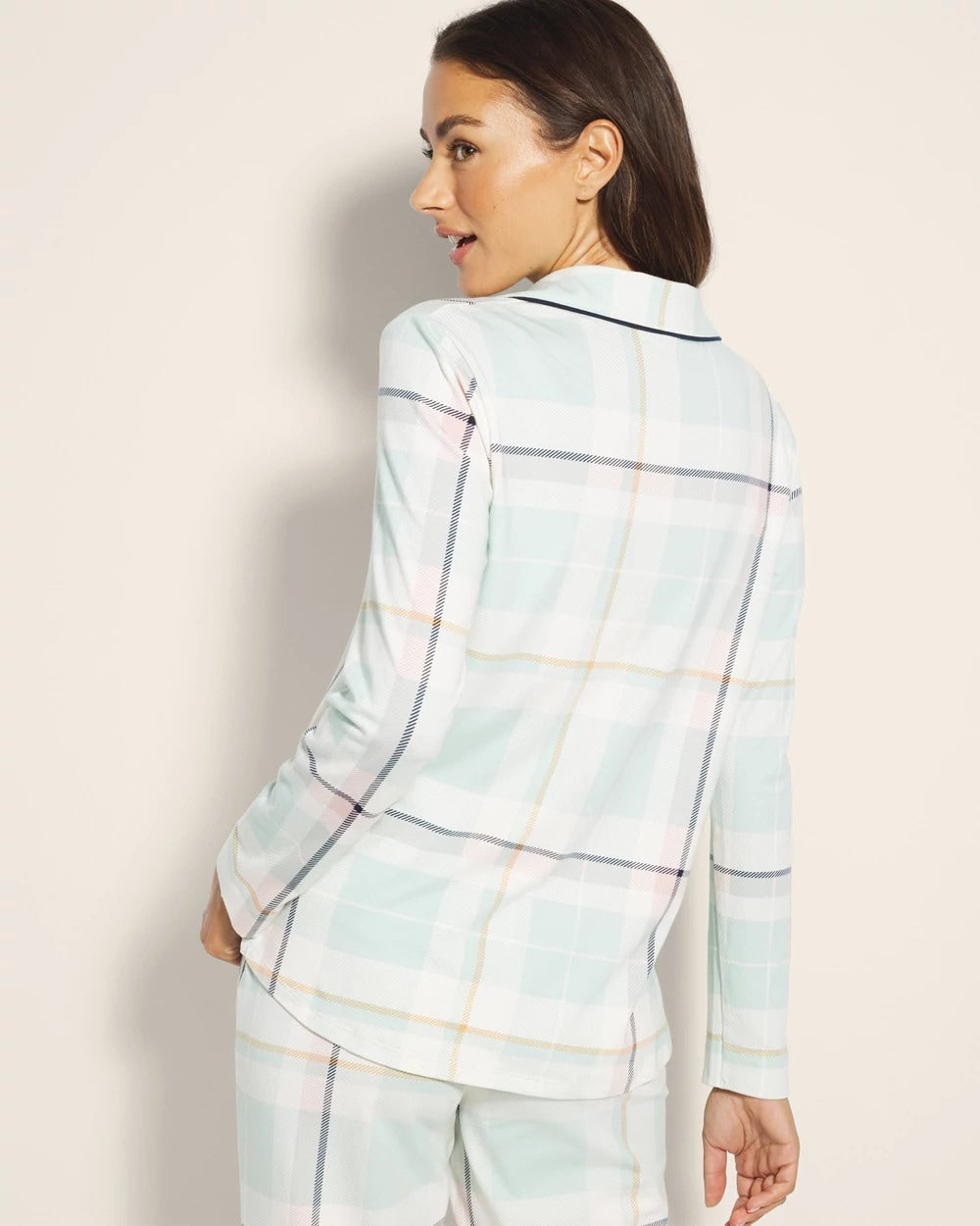 SNUGGLE UP PLAID GREEN - Long-Sleeve Notch Collar Pajama Top | Soma