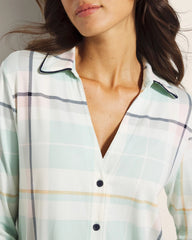 SNUGGLE UP PLAID GREEN - Long-Sleeve Notch Collar Pajama Top | Soma