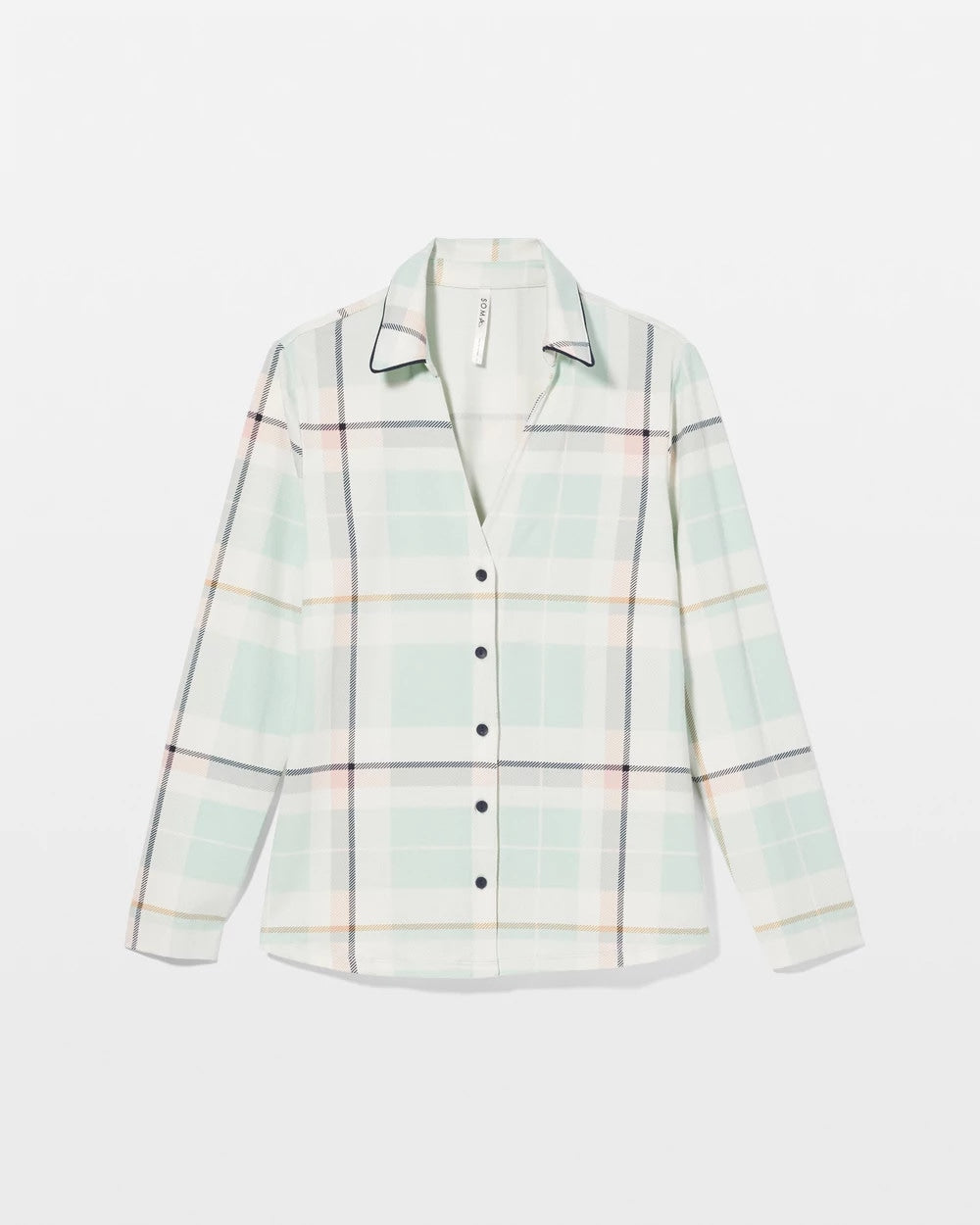 SNUGGLE UP PLAID GREEN - Long-Sleeve Notch Collar Pajama Top | Soma