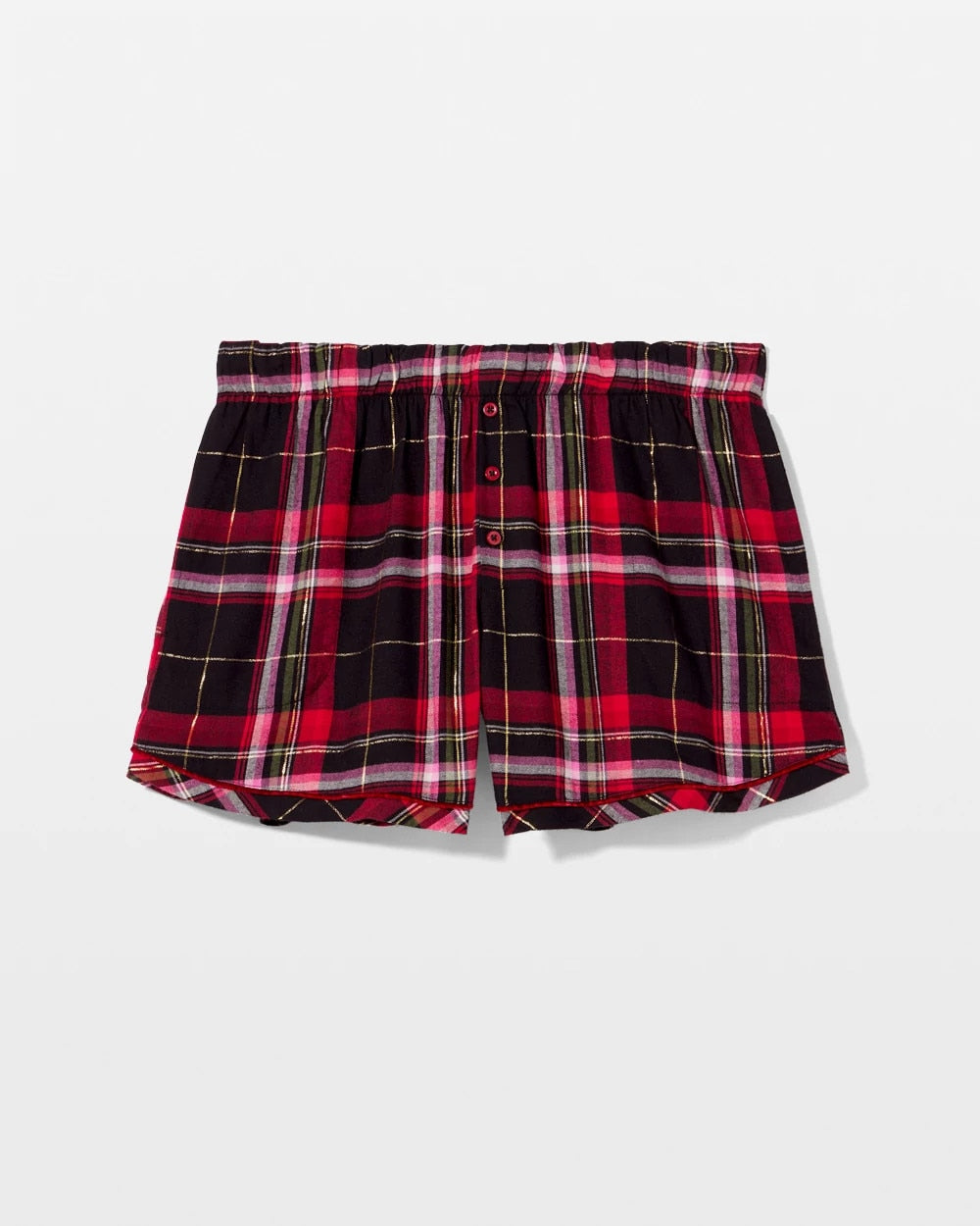 MAD FOR PLAID BLACK - Velvet Piped Boxer Pajama Short | Soma