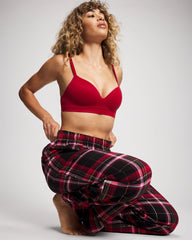 MAD FOR PLAID BLACK - Velvet Piped Relaxed Pajama Pant | Soma