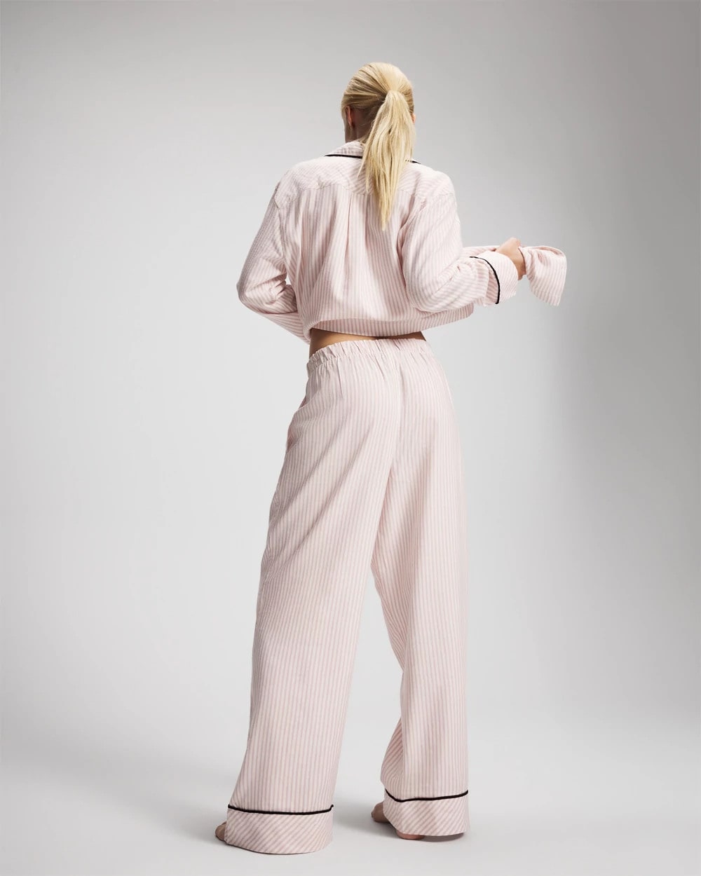 STOCKING STRIPE VERT PINK - Velvet Piped Relaxed Pajama Pant | Soma