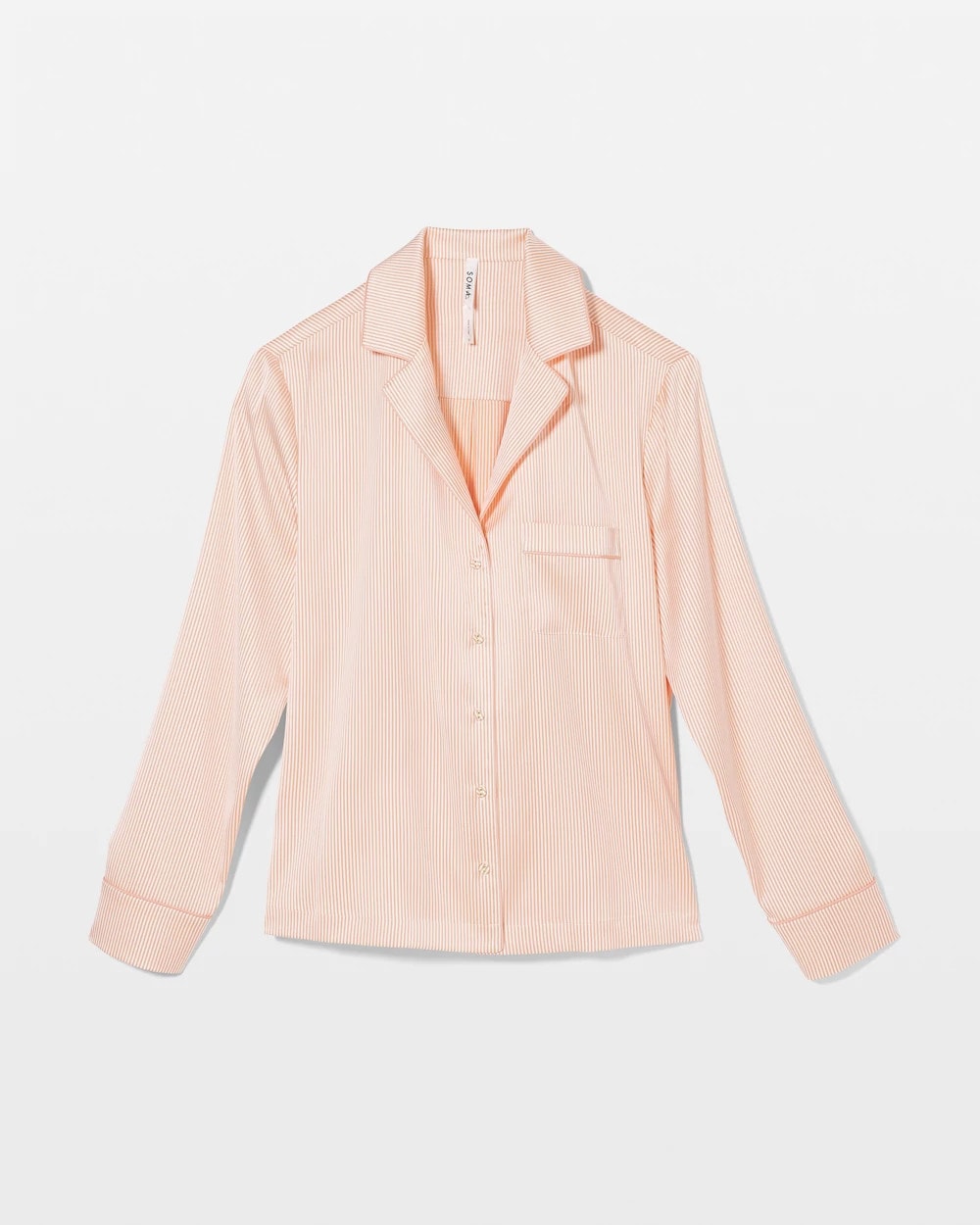PIN STRIPE VERTICAL PEACH - Long-Sleeve Notch Collar Pajama Top | Soma