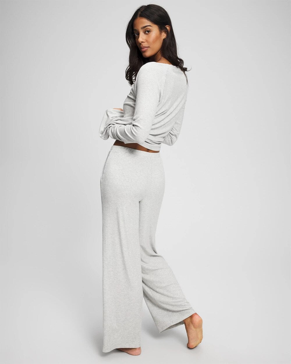 HEATHER FROST - Pointelle Wide Leg Pajama Pant | Soma