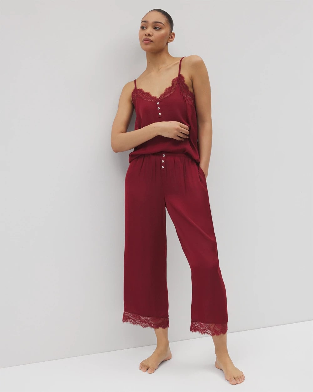 FIRST KISS - Lace Trim Crop Pajama Pant | Soma