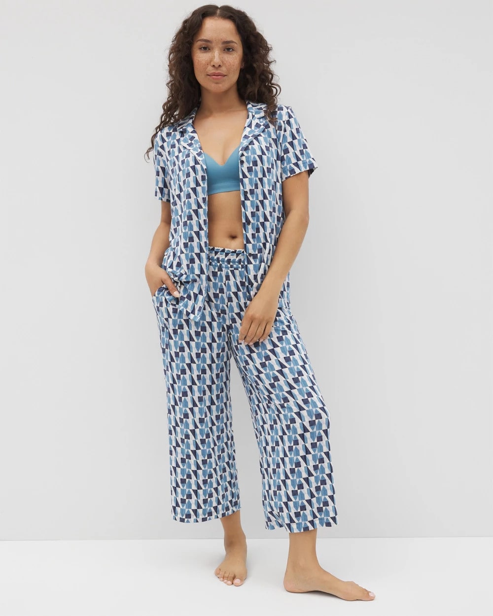PRISM GEO MID NAVY - Cropped Pajama Pants | Soma