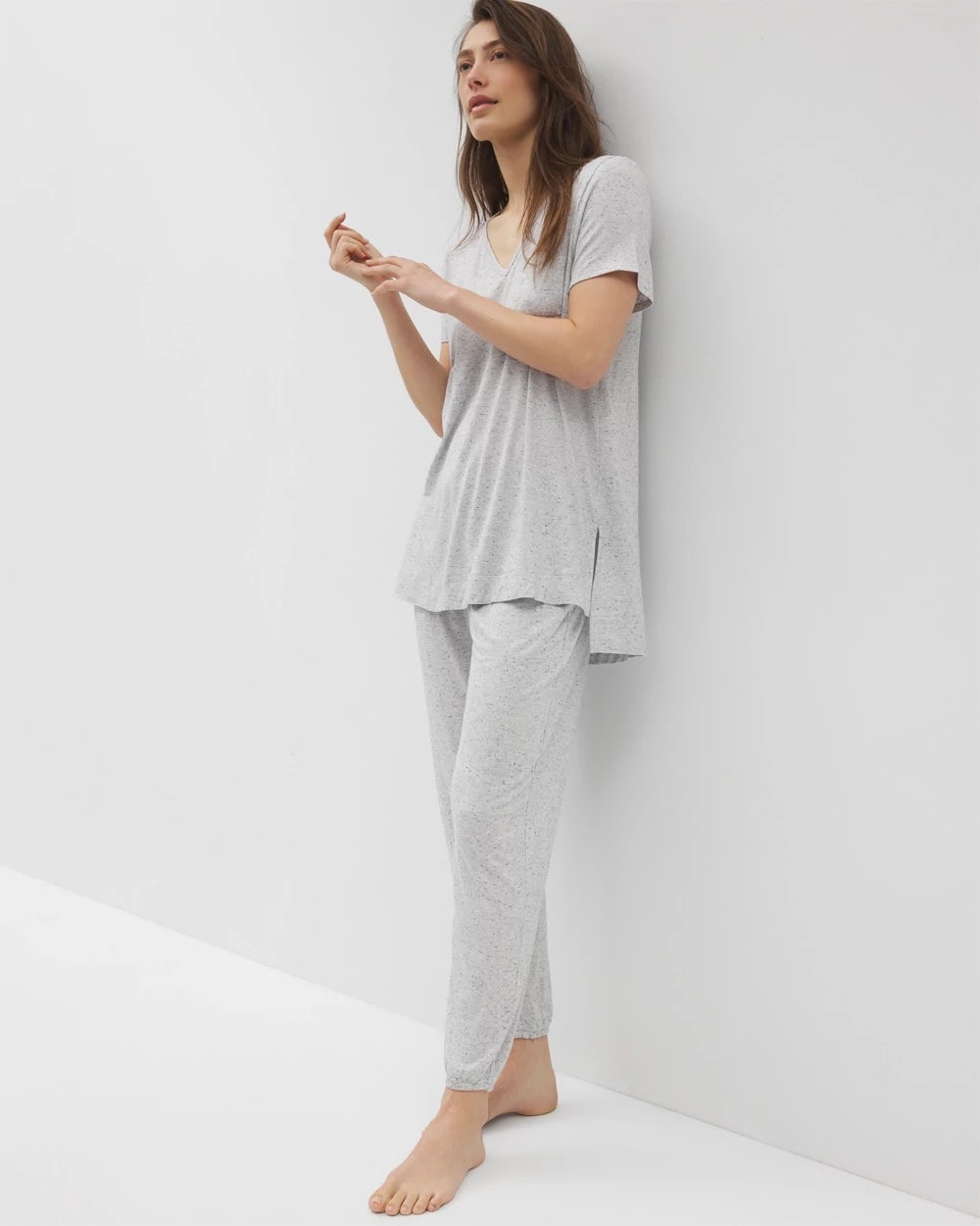 BLUE SLUB - Slub Short Sleeve Tunic Pajama Tee | Soma