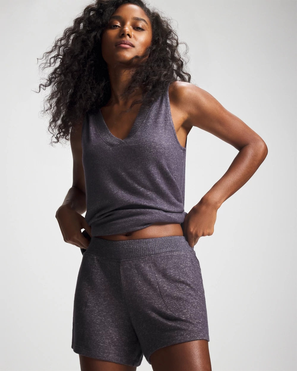 GRAY INK/PEARLED IVORY - CozyLuxe Pajama Short | Soma