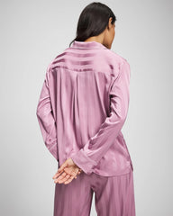 LILAC WINE - Shadow Stripe Long Sleeve Pajama Notch Collar Top | Soma