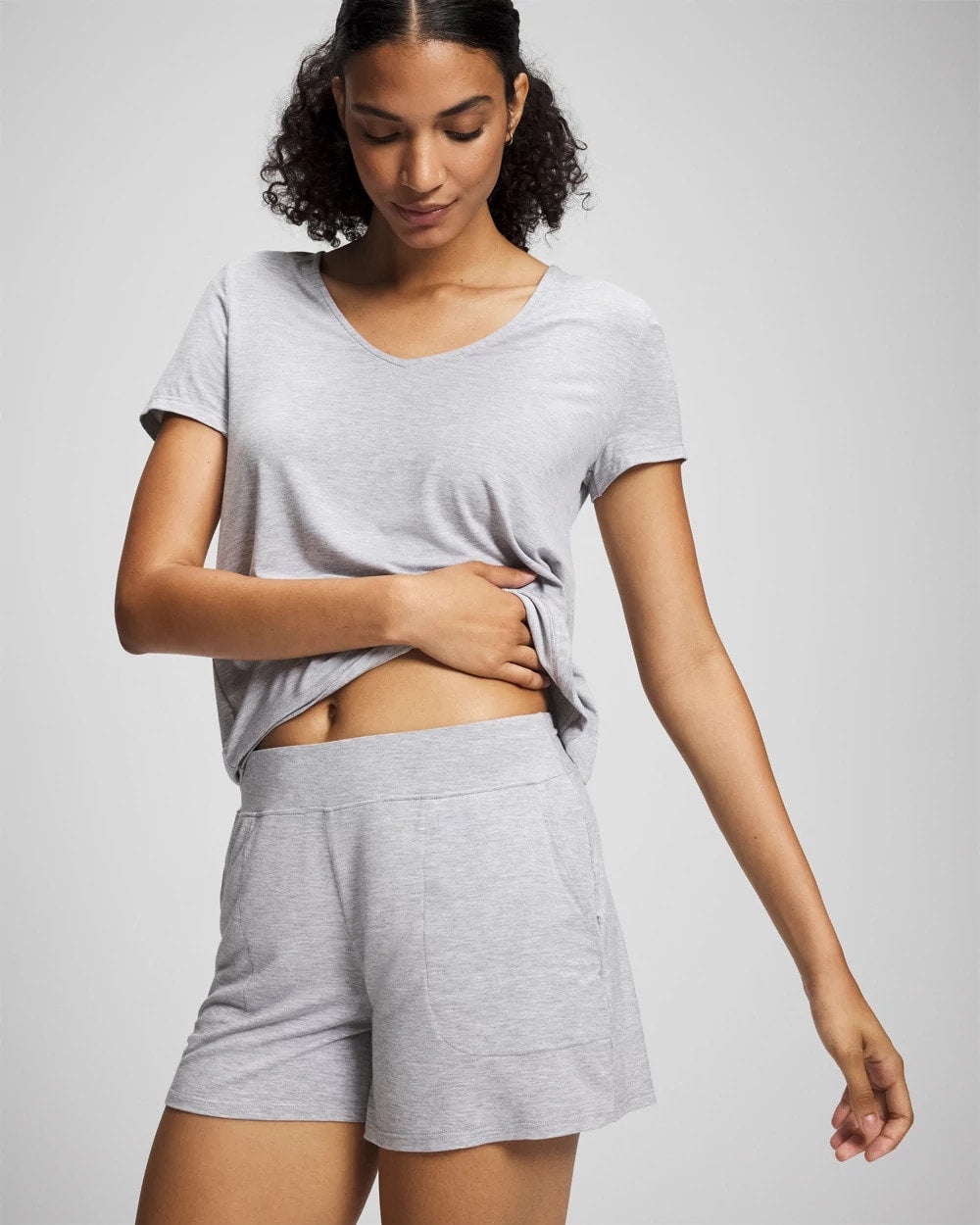 HEATHER OPAL GRAY - Short Sleeve Pajama Tee | Soma