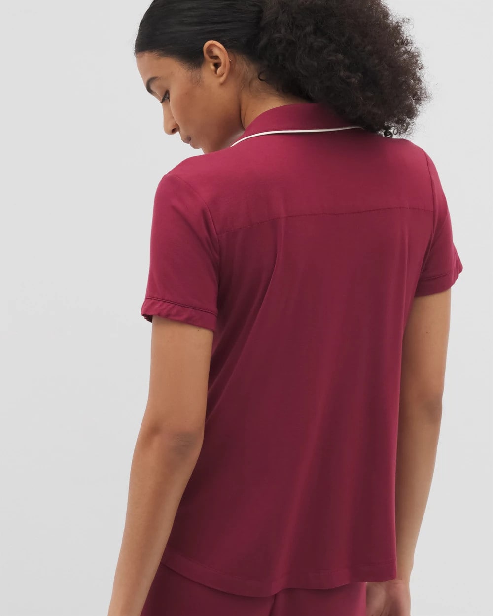 GARNET - Solid Short Sleeve Notch Collar Pajama Top | Soma