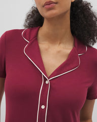 GARNET - Solid Short Sleeve Notch Collar Pajama Top | Soma