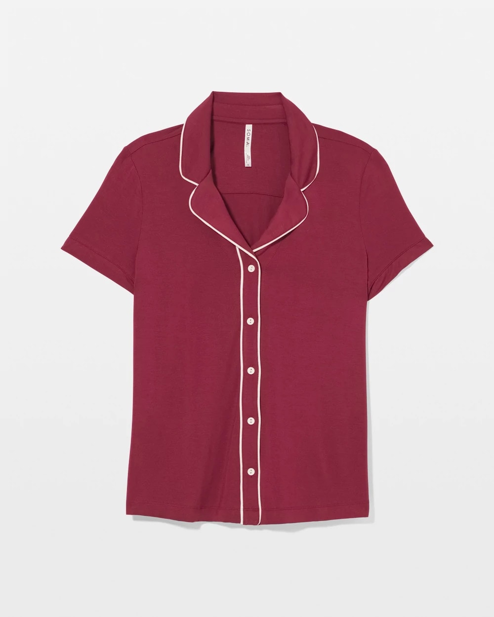GARNET - Solid Short Sleeve Notch Collar Pajama Top | Soma