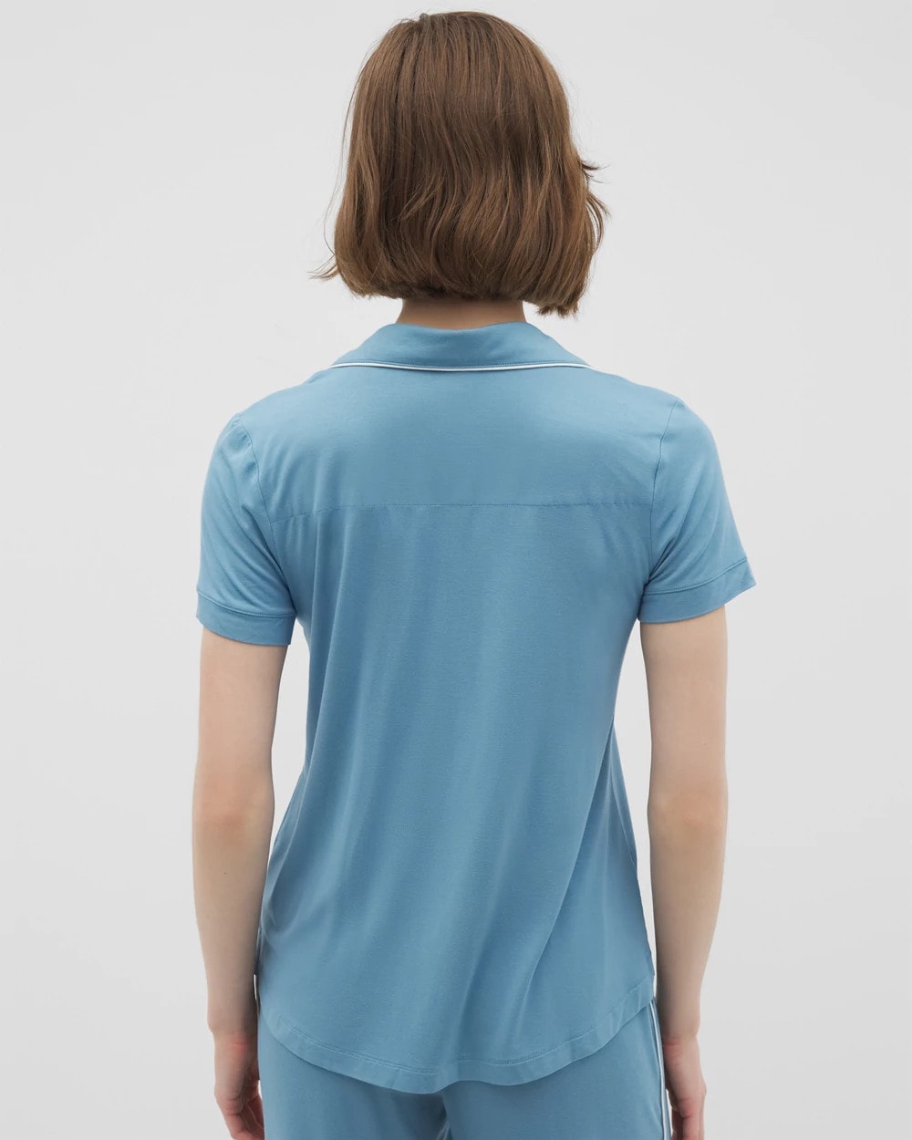 BLUE HEAVEN - Solid Short Sleeve Notch Collar Pajama Top | Soma
