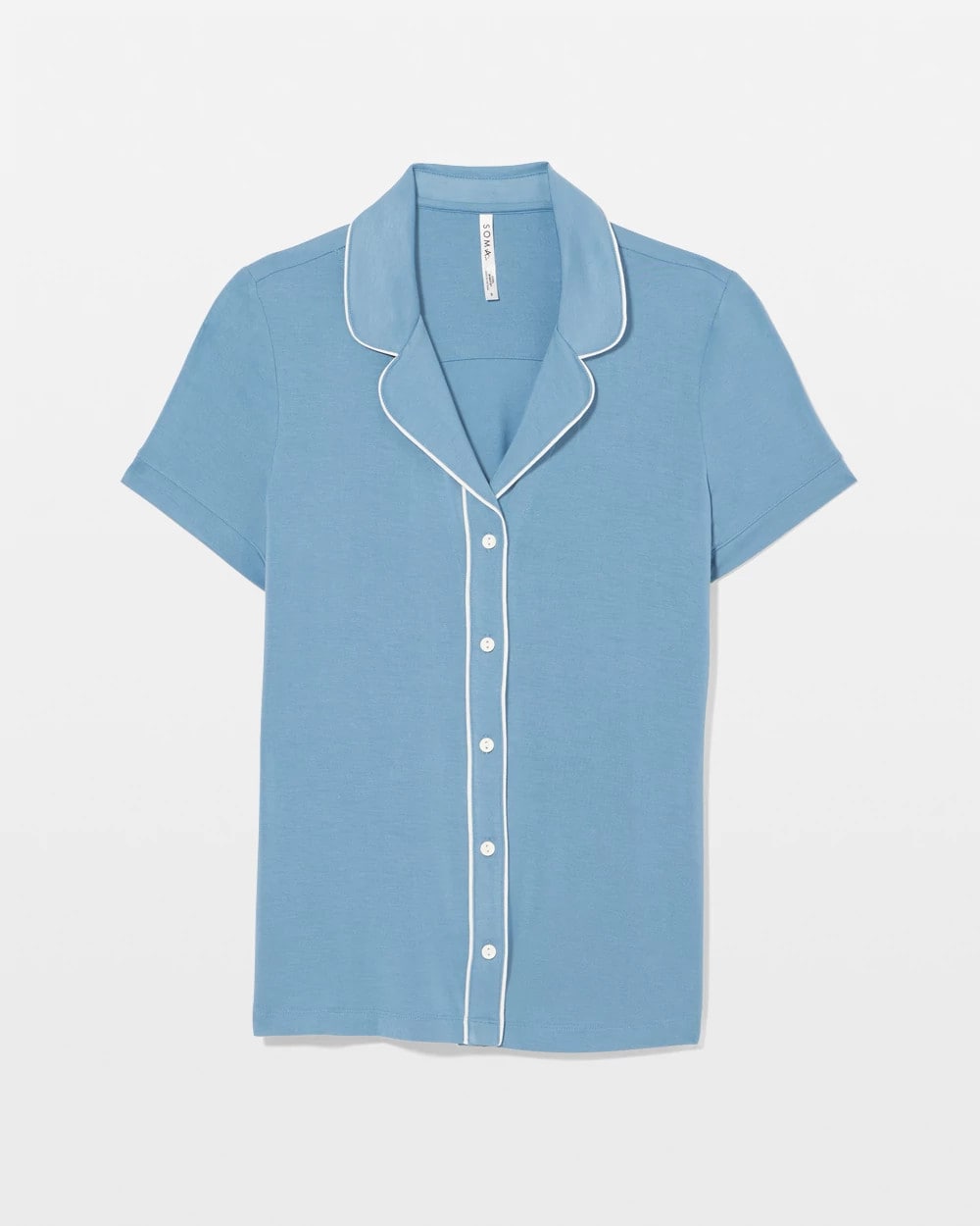 BLUE HEAVEN - Solid Short Sleeve Notch Collar Pajama Top | Soma