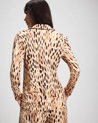 SPLENDID LEOPARD AMBER - Long-Sleeve Printed Notch Collar Pajama Top | Soma