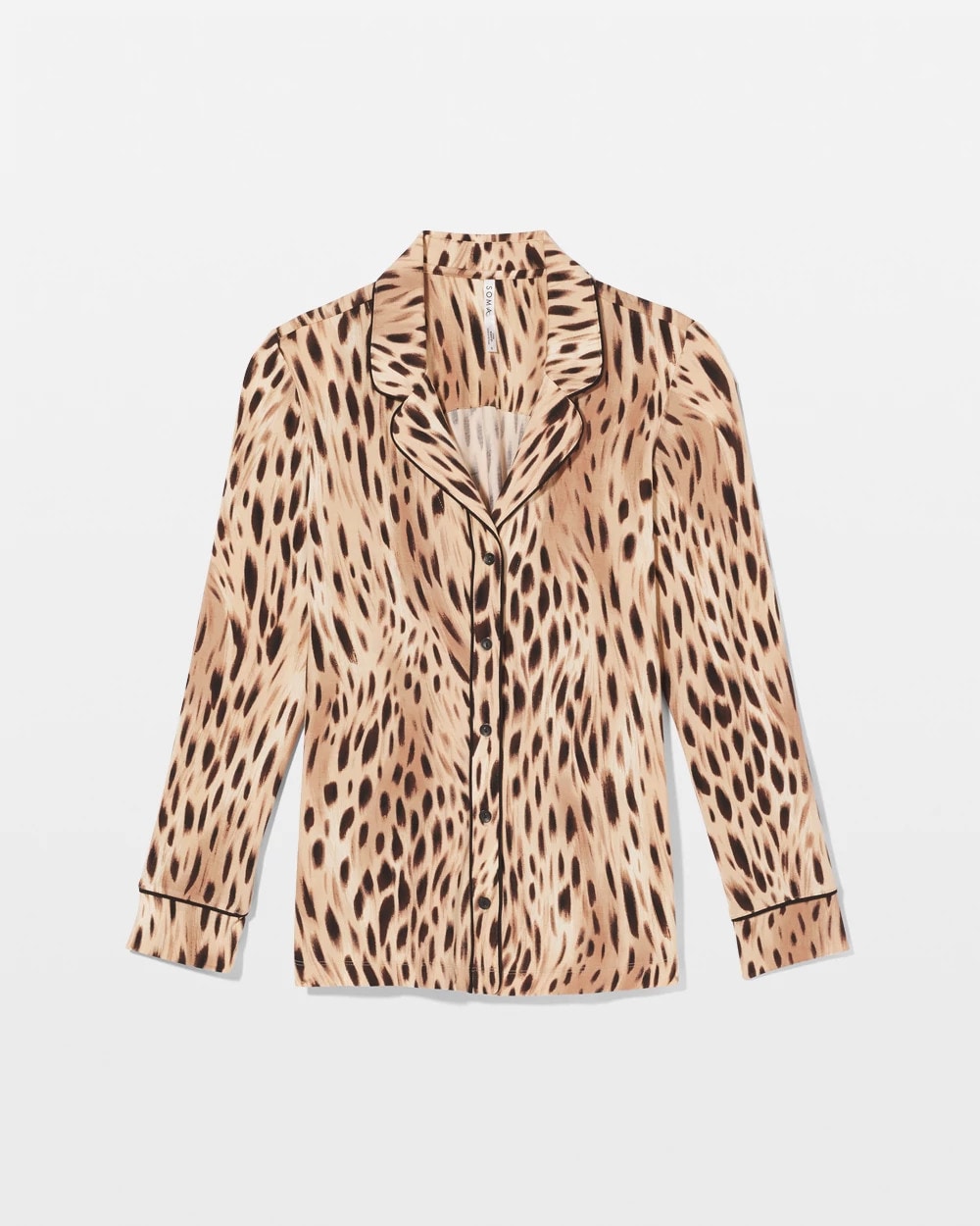 SPLENDID LEOPARD AMBER - Long-Sleeve Printed Notch Collar Pajama Top | Soma