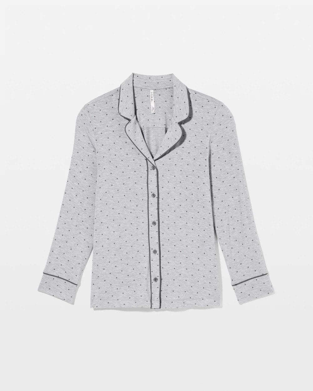 PEACEFUL DOT HEATHER - Long-Sleeve Printed Notch Collar Pajama Top | Soma