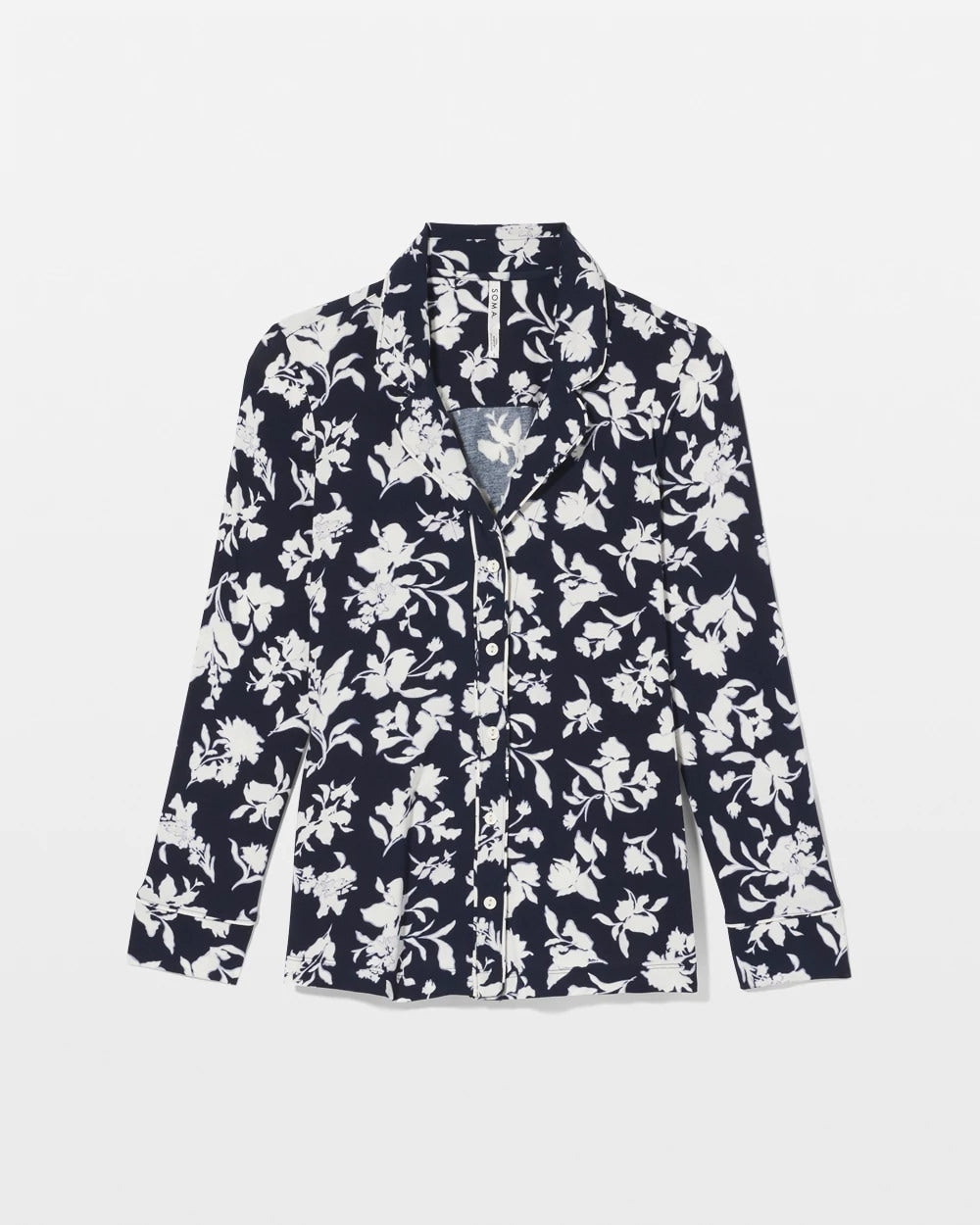 SERENITY PETALS NAVY - Long-Sleeve Printed Notch Collar Pajama Top | Soma