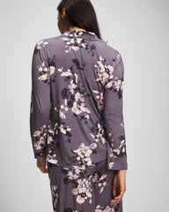 FLORAL DREAMS GRAY - Long-Sleeve Printed Notch Collar Pajama Top | Soma