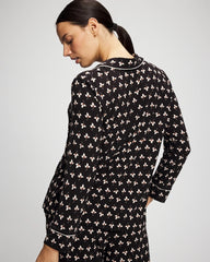PEACEFUL PETALS BLACK - Long-Sleeve Printed Notch Collar Pajama Top | Soma