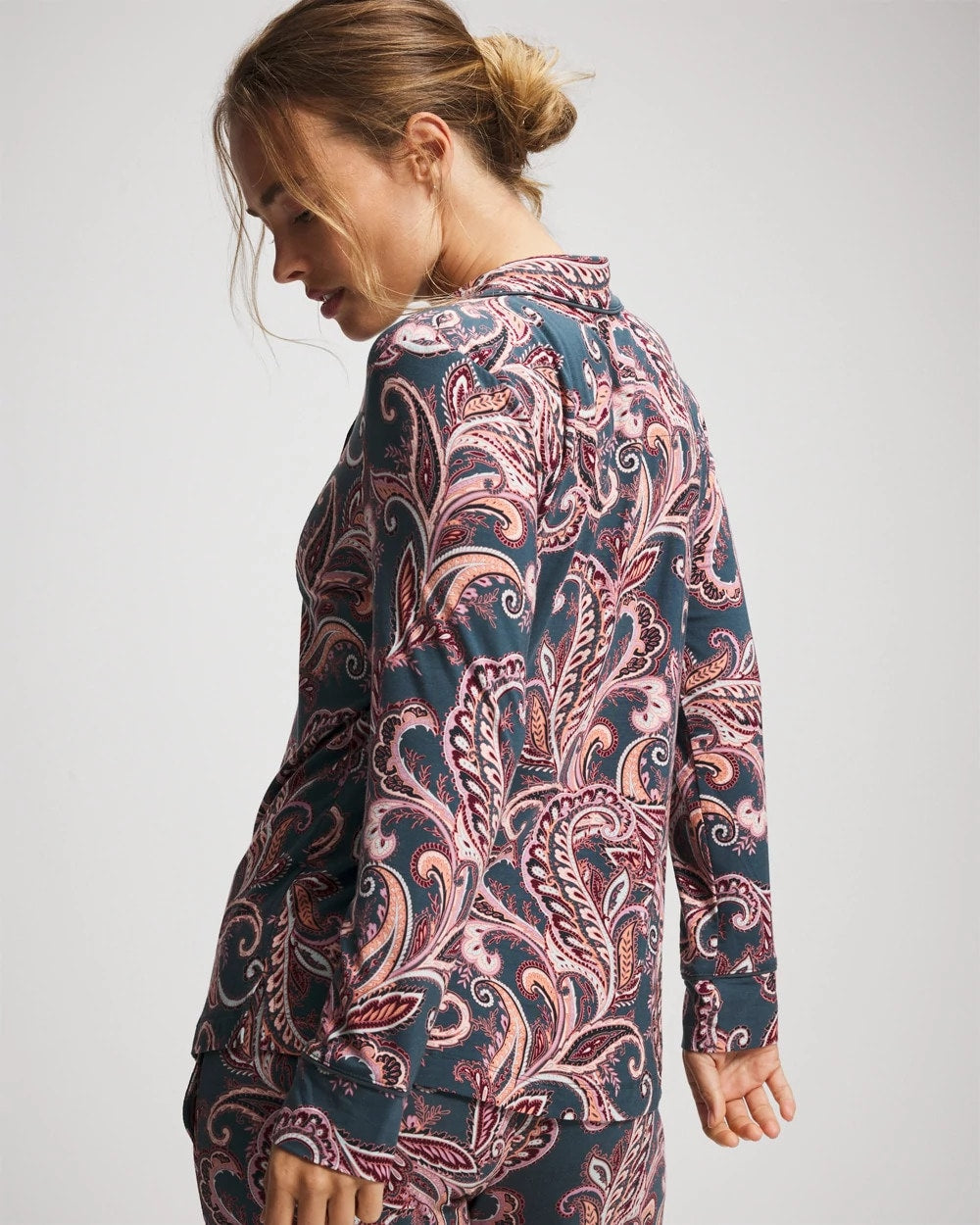 IMPERIAL PAISLEY MD PET - Long-Sleeve Printed Notch Collar Pajama Top | Soma