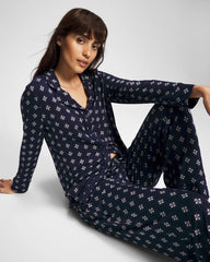 BELLE FOULARD NAVY - Long-Sleeve Printed Notch Collar Pajama Top | Soma