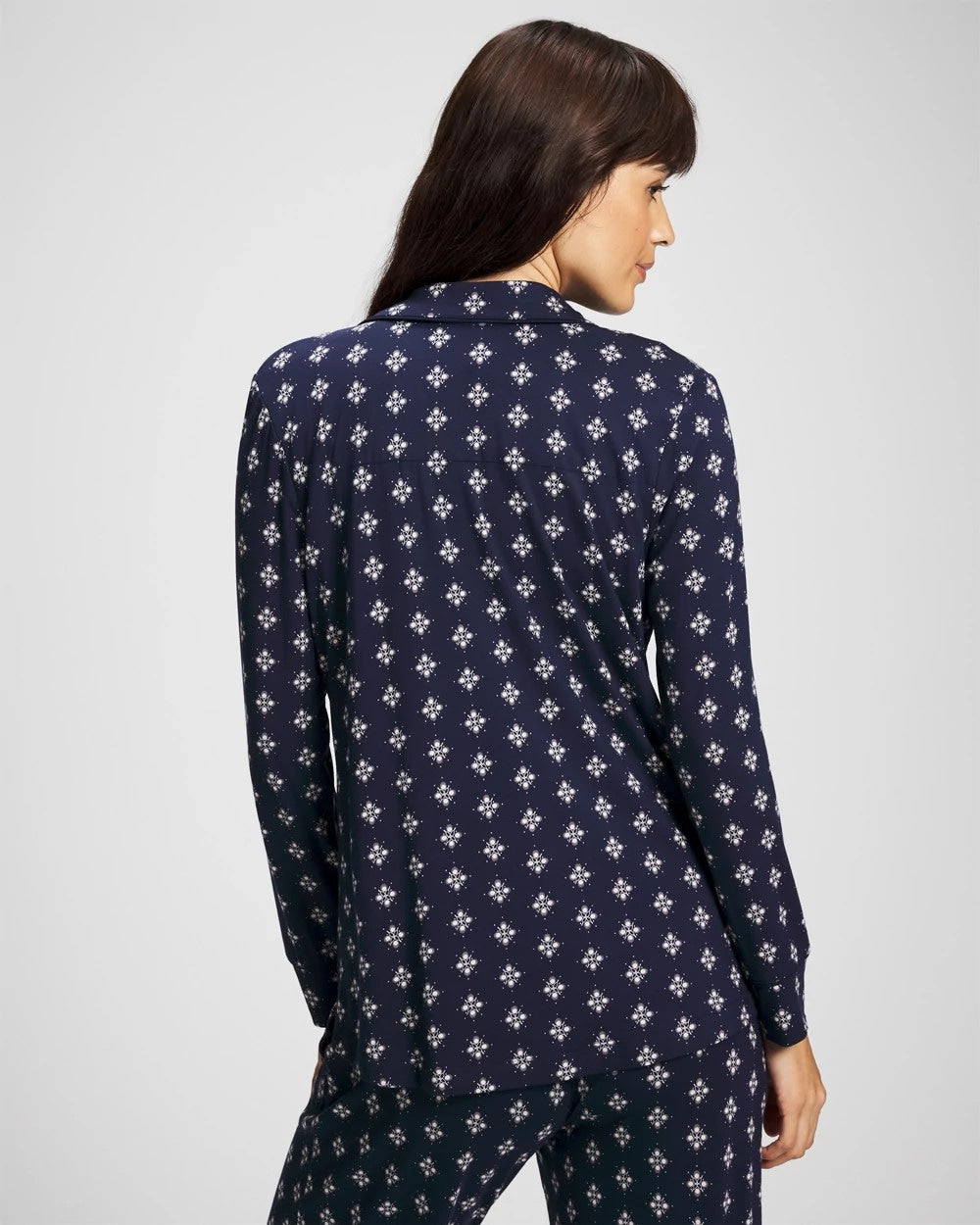 BELLE FOULARD NAVY - Long-Sleeve Printed Notch Collar Pajama Top | Soma