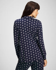BELLE FOULARD NAVY - Long-Sleeve Printed Notch Collar Pajama Top | Soma
