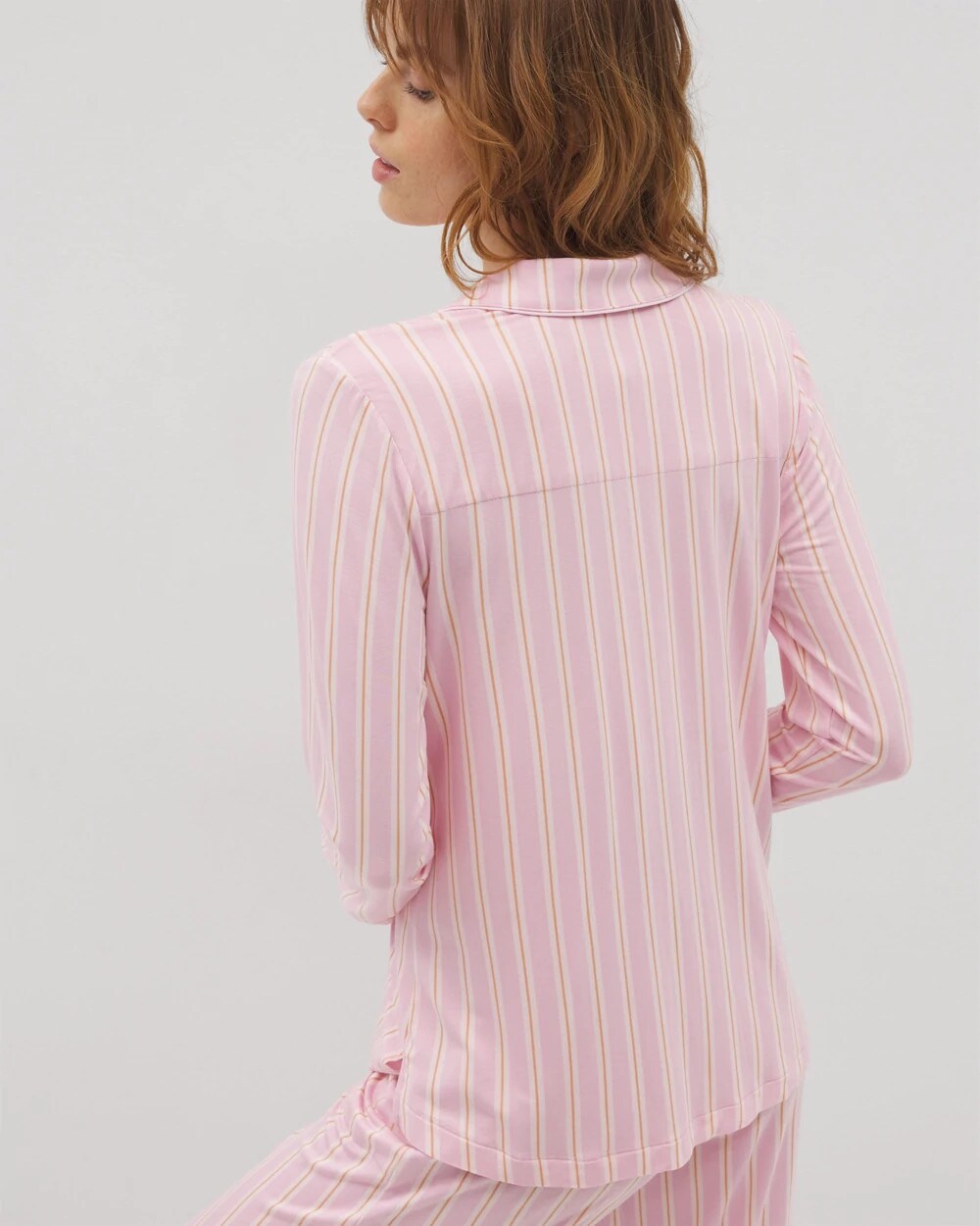 BLISS STRIPE LAVENDER - Long-Sleeve Printed Notch Collar Pajama Top | Soma