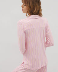 BLISS STRIPE LAVENDER - Long-Sleeve Printed Notch Collar Pajama Top | Soma
