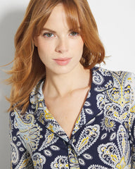 STYLISH PAISLEY NAVY - Long-Sleeve Printed Notch Collar Pajama Top | Soma