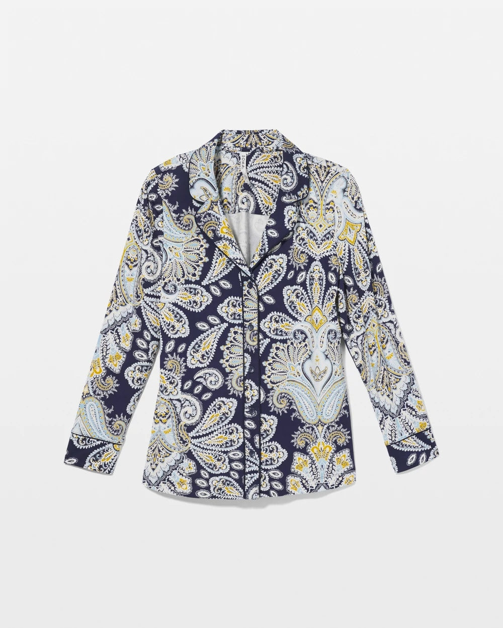 STYLISH PAISLEY NAVY - Long-Sleeve Printed Notch Collar Pajama Top | Soma