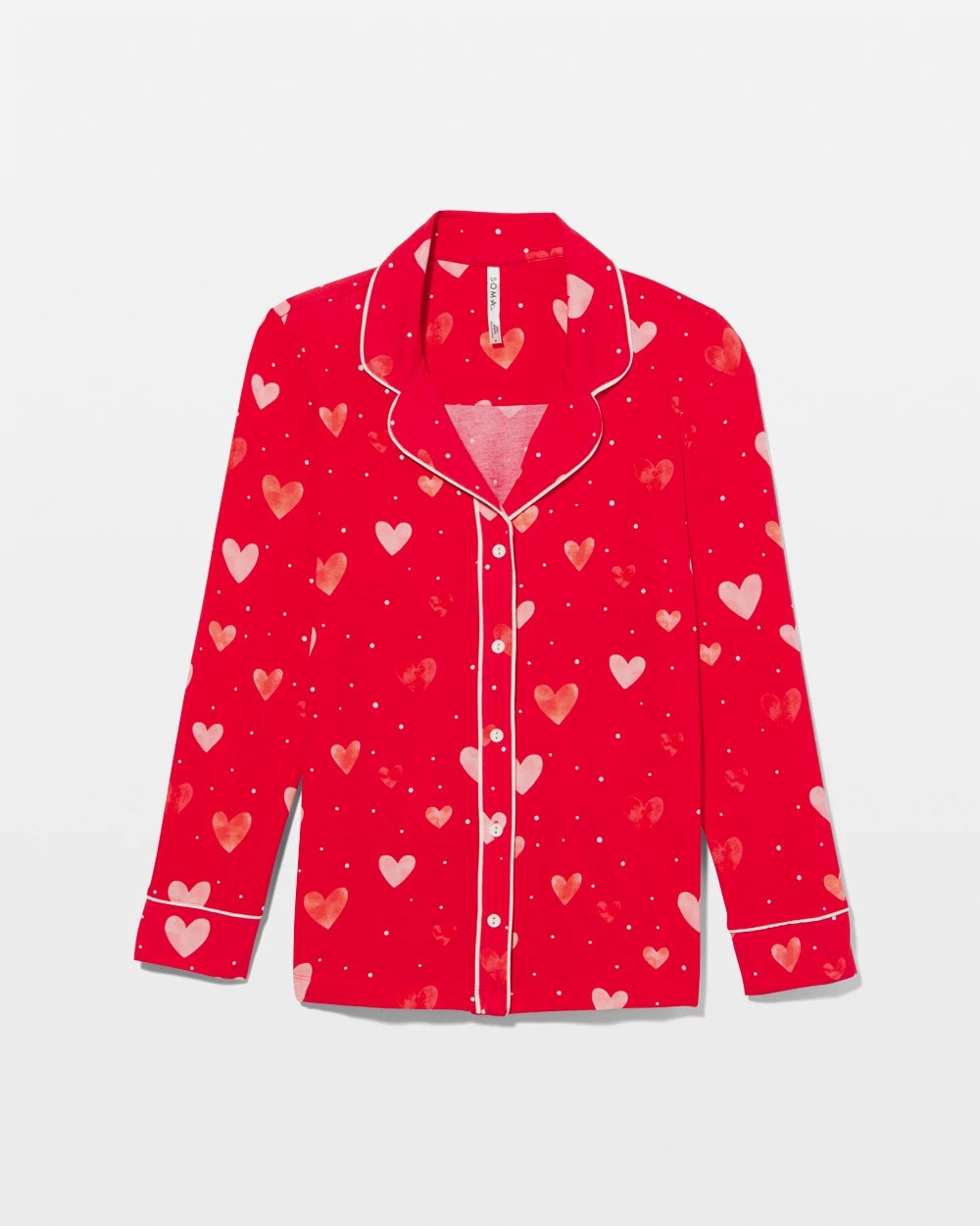 LOVELY HEART RED - Long-Sleeve Printed Notch Collar Pajama Top | Soma